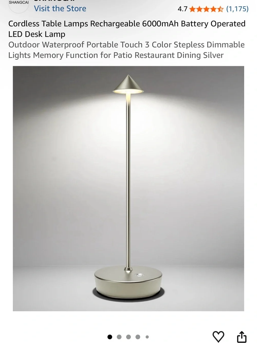Rechargeable Cordless LED Table Lantern in Silver